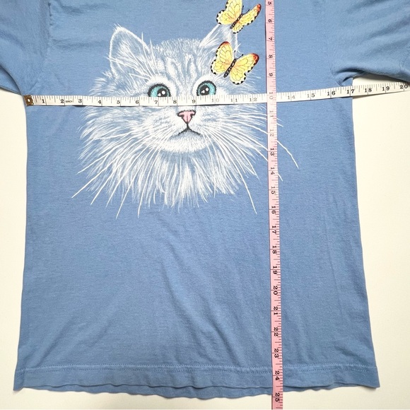 Top Stitch by Morning Sun Cat Kitten Embroidered Butterfly’s Tee Shirt Small - Picture 9 of 10